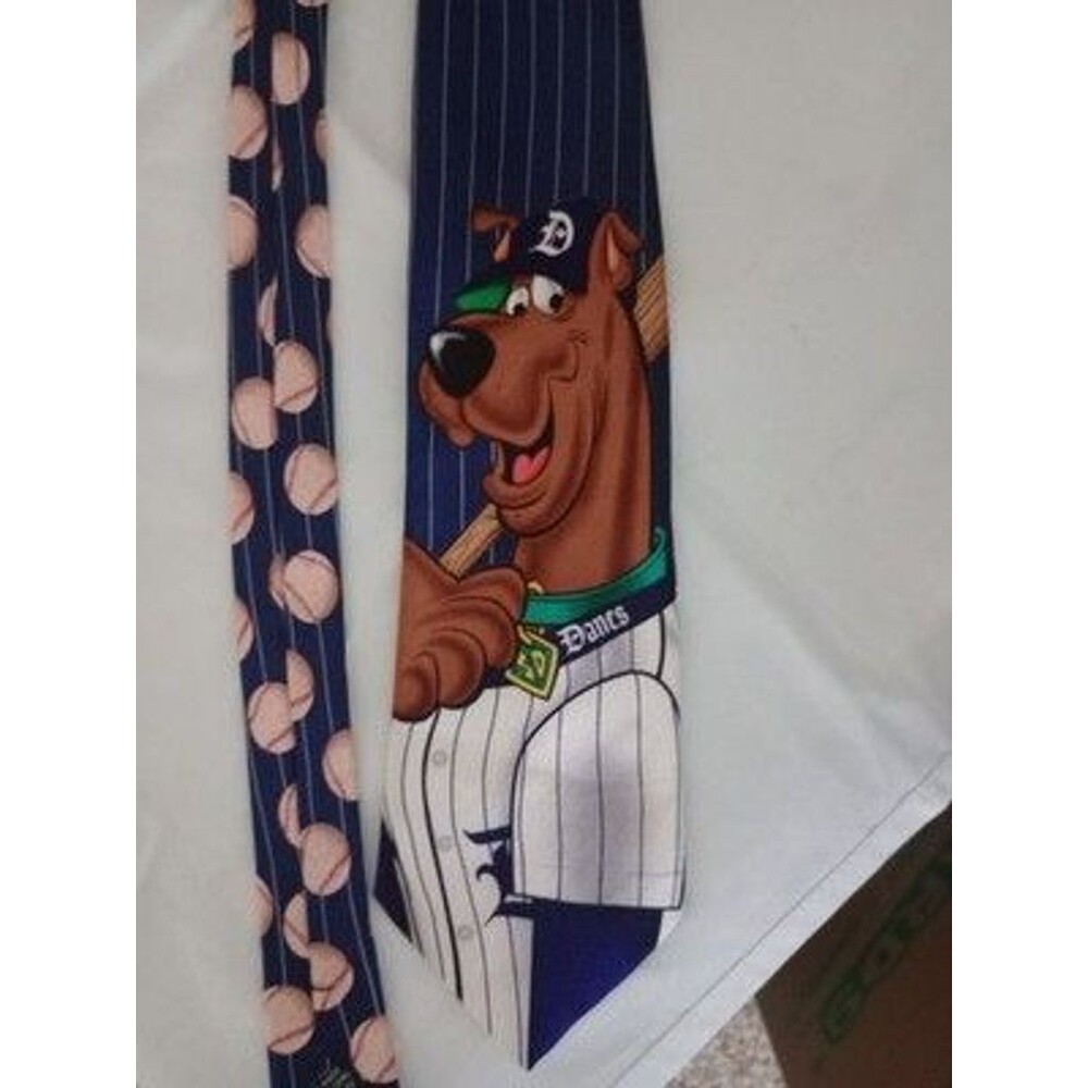 Scooby Doo Silk Men's Necktie Tie Baseballs 58" Hanna Barbera Cartoon Network